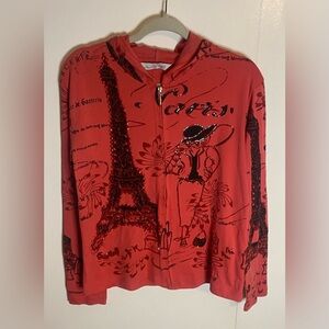 NWT keren hart zip front red Paris Y2K hoodie size large